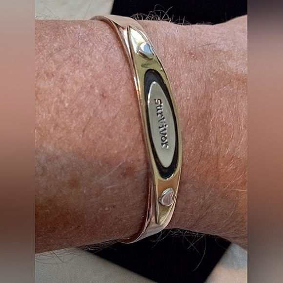 Vintage SURVIVOR Copper Cuff Bracelet Far Fetched Mixed Metal Artisan RARE - Picture 3 of 5